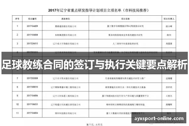 足球教练合同的签订与执行关键要点解析