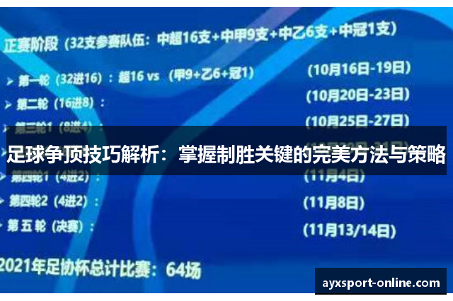 足球争顶技巧解析：掌握制胜关键的完美方法与策略